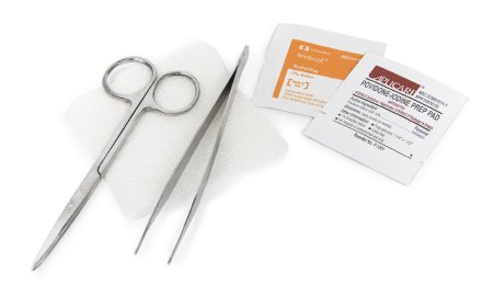 Suture Removal Kit with Floor Grade Metal Scissors & Forceps