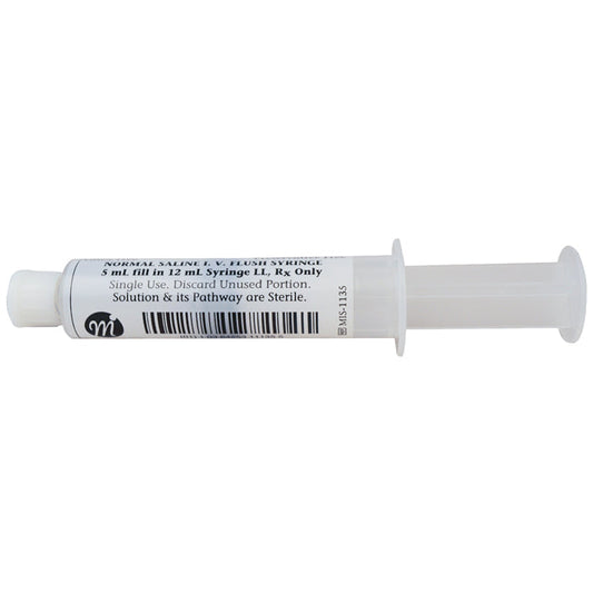 Medefil Prefilled Sodium Chloride 0.9% IV Flush Syringes 5 mL fill in 12 mL x 60/Box