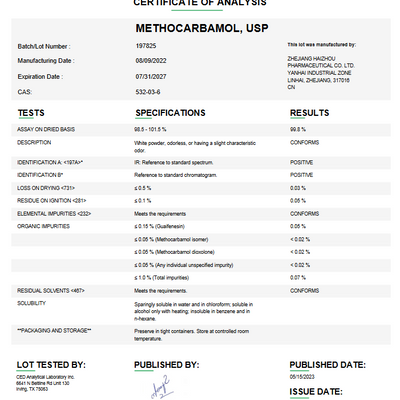 Methocarbamol USP For Compounding (API)