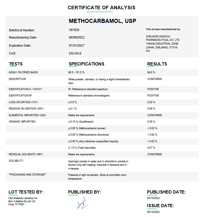Methocarbamol USP For Compounding (API)