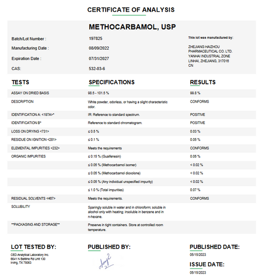 Methocarbamol USP For Compounding (API)