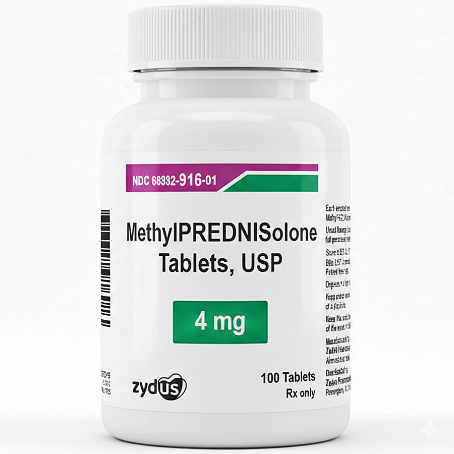 Methylprednisolone 4 mg Tablets by Zydus Lifesciences 100 Count (RX)