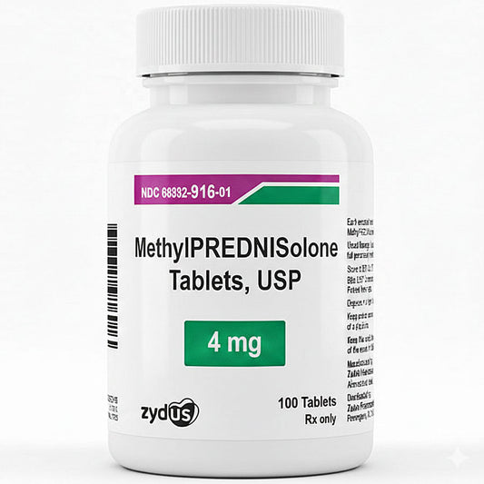 Methylprednisolone 4 mg Tablets by Zydus Lifesciences 100 Count (RX)