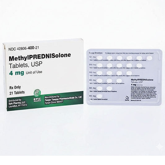Methylprednisolone 4 mg Tablets, Blister Pack 21 Tablets by Epic Pharma (Rx)
