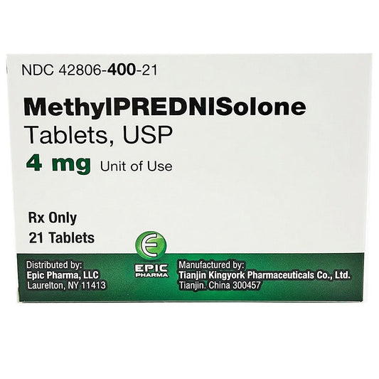 Methylprednisolone 4 mg Tablets, Blister Pack 21 Tablets by Epic Pharma (Rx)
