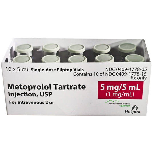 Metoprolol Tartrate Injection 5 mg/ml Vials 10/Box Pfizer Hospira (RX)