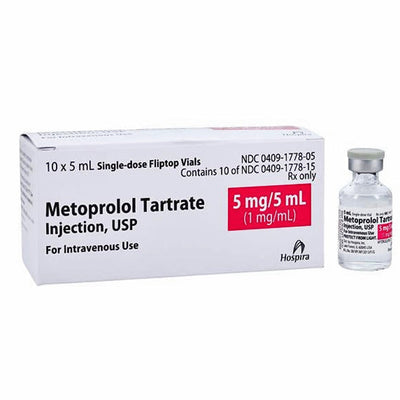 Metoprolol Tartrate Injection 5 mg/ml Vials 10/Box Pfizer Hospira (RX)