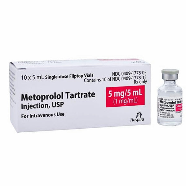 Metoprolol Tartrate Injection 5 mg/ml Vials 10/Box Pfizer Hospira (RX)