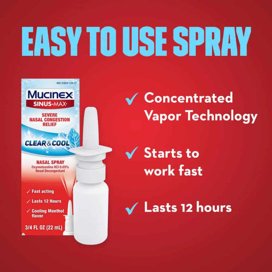 Mucinex Sinus-Max Severe Nasal Congestion Relief Clear & Cool 0.75 fl oz