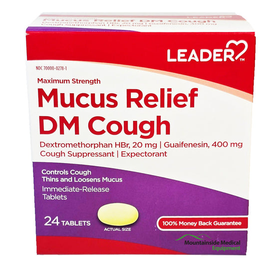 Mucus Relief DM Cough Medicine Maximum Strength Tablets 24/Box (Comparable to Mucinex DM)