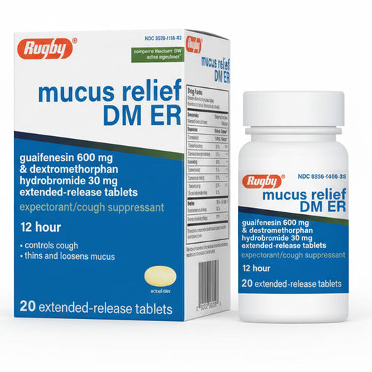 Mucus Relief DM ER Guaifenesin 600 mg & Dextromethorphan 30 mg Extended-Release Tablets 20/Box