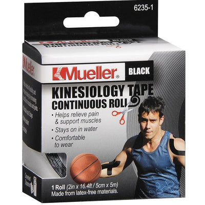 Mueller Kinesiology Tape Continuous Roll 2 inch x 16 Feet, Black