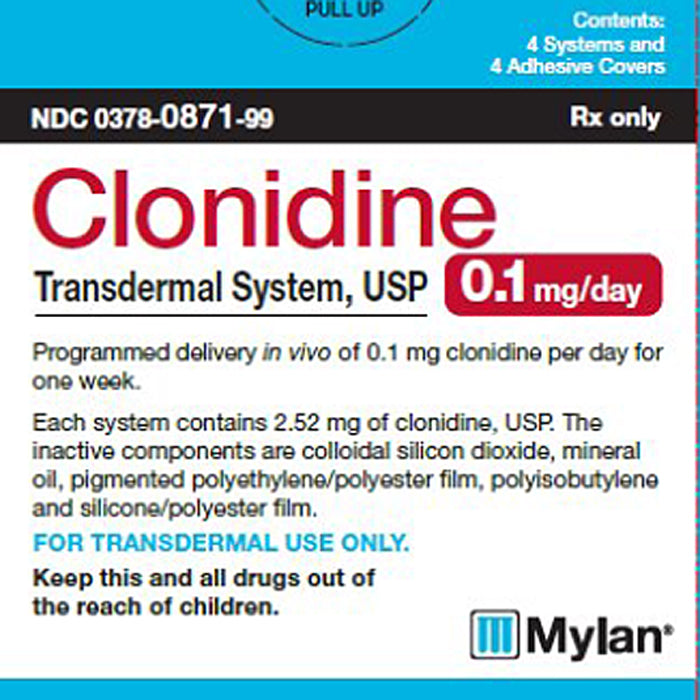 Clonidine Transdermal Patch 0.1 mg 24-Hour 4/Box by Mylan (RX)