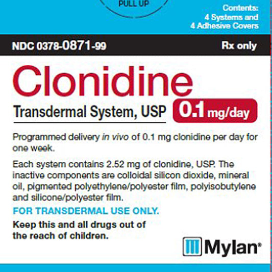 Clonidine Transdermal Patch 0.1 mg 24-Hour 4/Box by Mylan (RX)