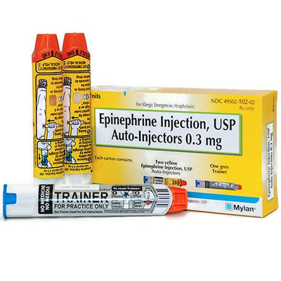 Epinephrine Auto-injector (Generic Epipen) For Adults, Anaphylaxis Emergency Pen 0.3 mg (2 Injectors +1 Trainer) (Rx)