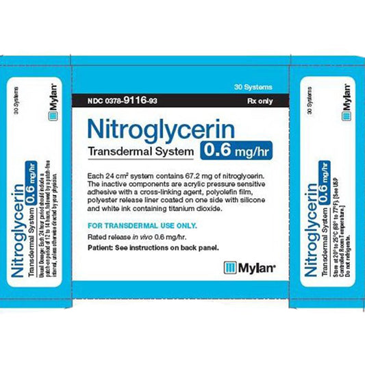 Mylan Nitroglycerin Transdermal Patches 0.6 mg/hr, 30 Count (Rx)