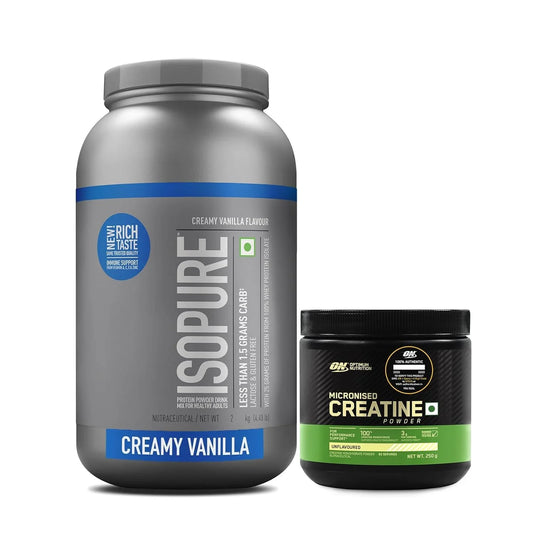 Isopure Whey Protein Isolate Powder - 2kg + Optimum Nutrition Micronised Creatine Powder - 250G