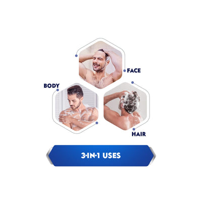 Nivea Men Body Wash- Active Clean with Active Charcoal- Shower Gel for Body- Face & Hair 3-in-1