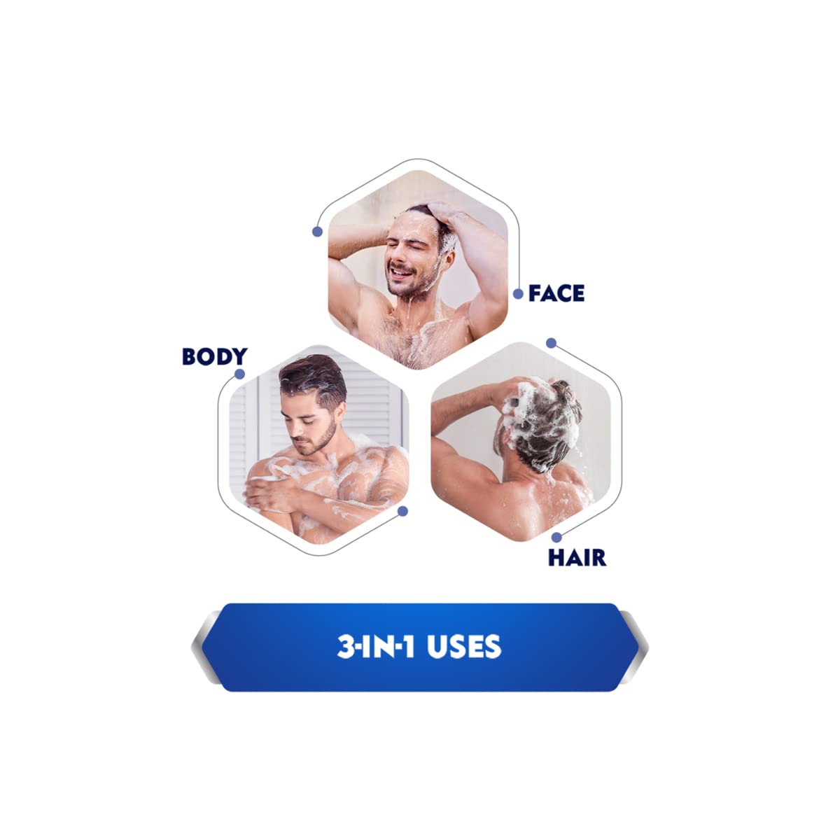 Nivea Men Body Wash- Active Clean with Active Charcoal- Shower Gel for Body- Face & Hair 3-in-1