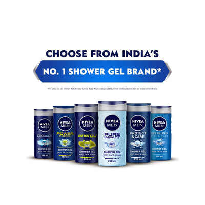 Nivea Men Body Wash- Active Clean with Active Charcoal- Shower Gel for Body- Face & Hair 3-in-1