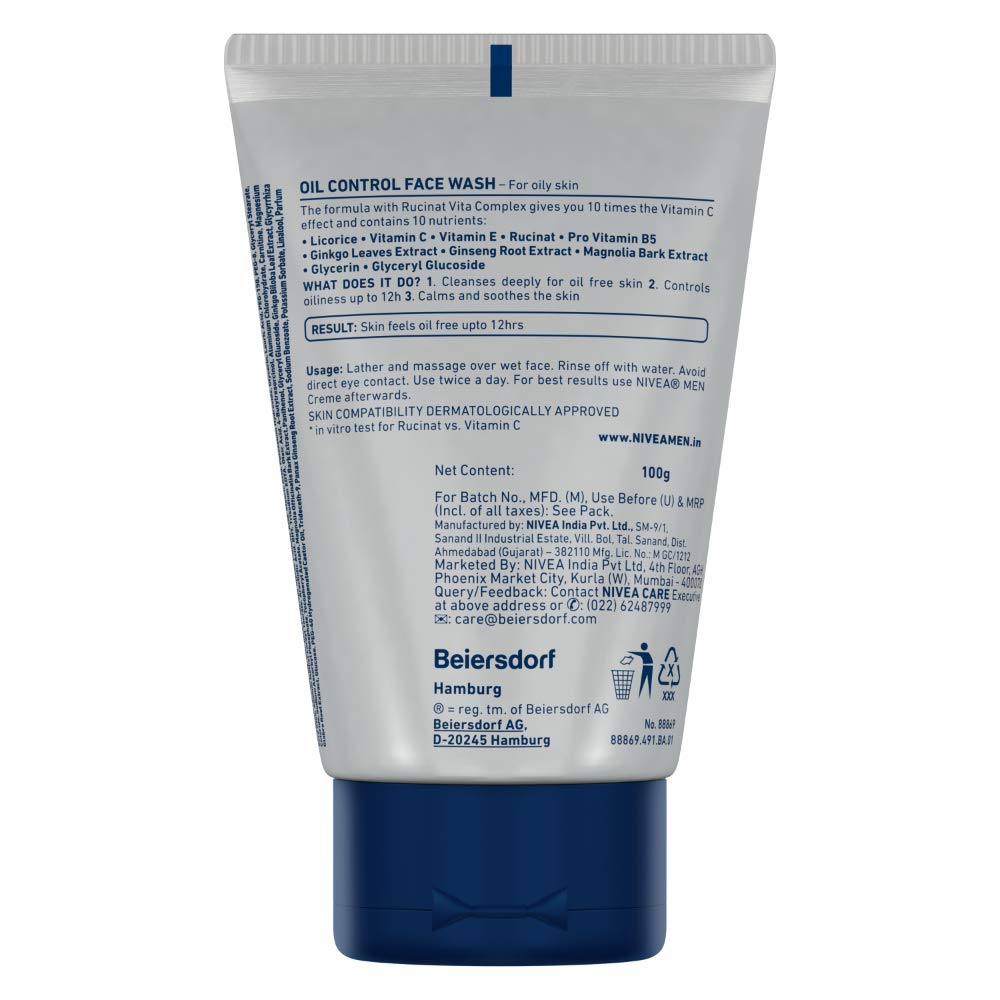 Nivea Men Oil Control Face Wash - For Oily Skin, With 10X Vitamin C Effect