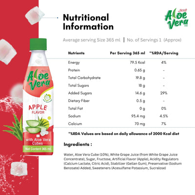 Aloe Vera Drink 365ml | Apple Flavour with 10% Aloe Vera Cubes