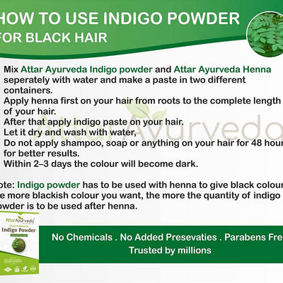Attar Ayurveda Pure & Natural Indigo Powder - Natural Hair Dye