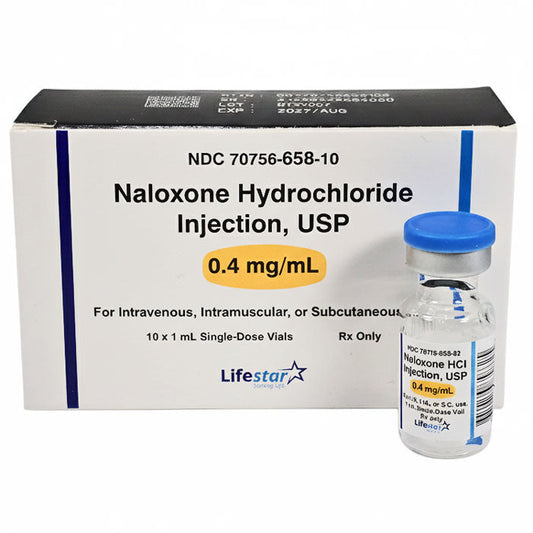 Naloxone Hydrochloride Injection 0.4 mg SIngle Dose 1 mL, 10/Box (RX)