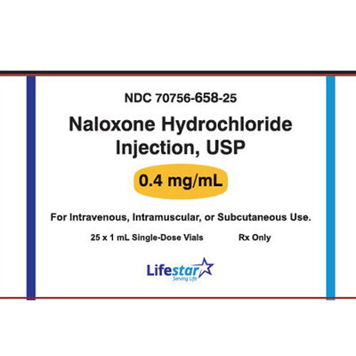 Naloxone Hydrochloride Injection 0.4 mg/mL SIngle Dose Vials 1 mL x 25/Box (RX)