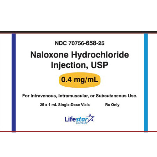 Naloxone Hydrochloride Injection 0.4 mg/mL SIngle Dose Vials 1 mL x 25/Box (RX)