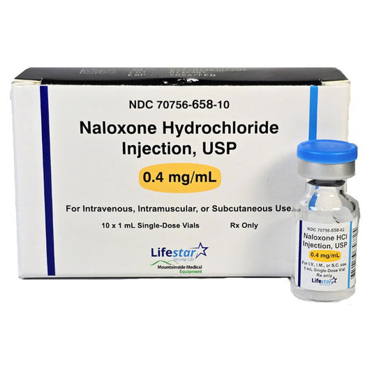 Naloxone Hydrochloride Injection 0.4 mg SIngle Dose 1 mL, 10/Box (RX)