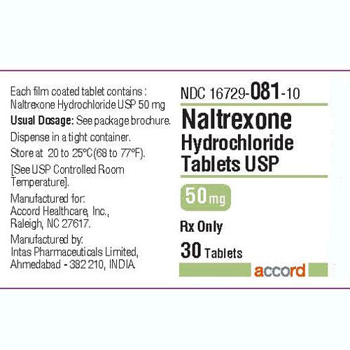 Naltrexone Hydrochloride 50 mg Film-Coated Tablets 30 Count (RX)