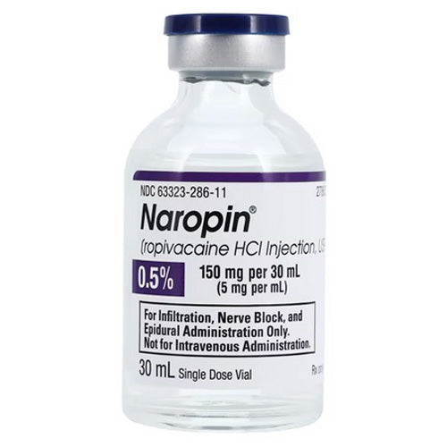 Naropin Ropivacaine HCl 0.5% for Injection 5 mg / mL Single-Dose Vial Preservative Free 20 mL x25/Pack (RX)