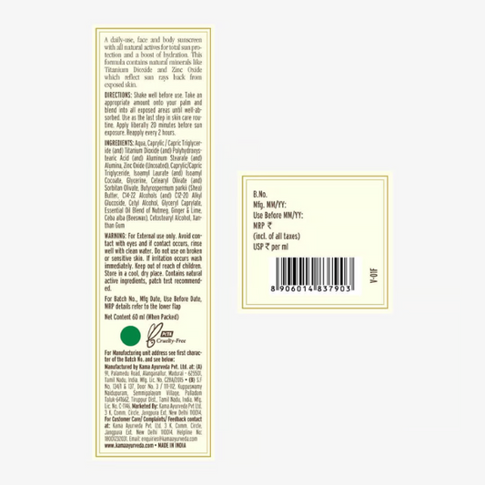 Kama Ayurveda Natural Sun Protection | 60 Ml