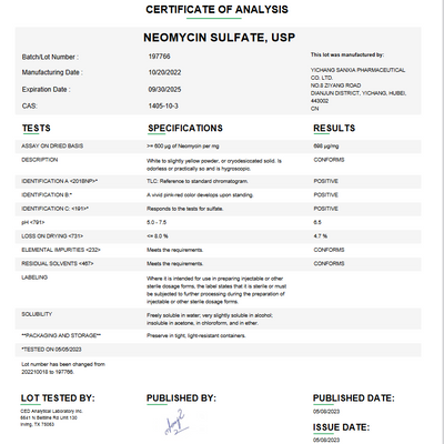 Neomycin Sulfate USP For Compounding (API)