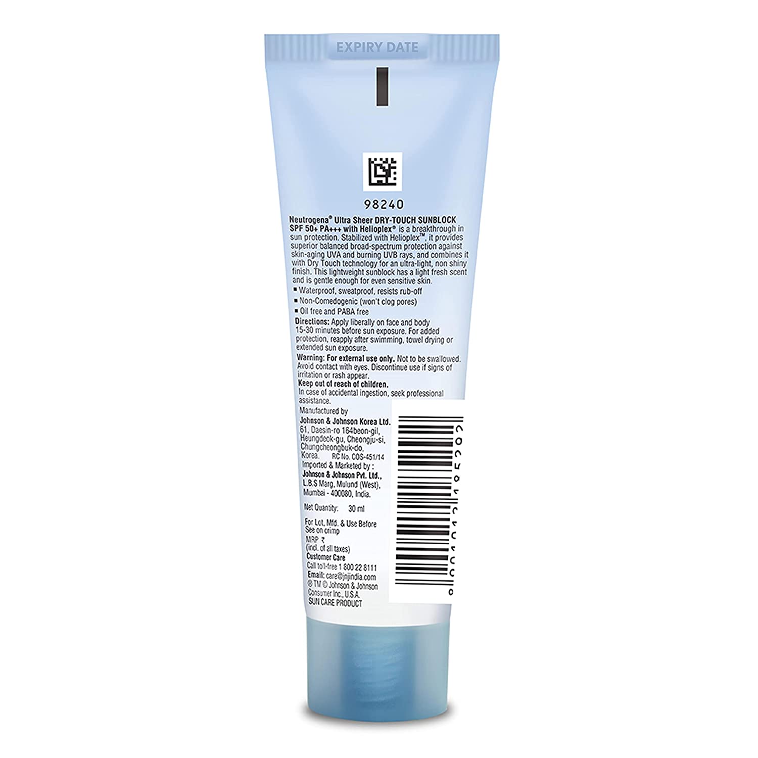 Neutrogena Ultrasheer SPF 50+ PA+++ Face Sunscreen With Helioplex For Ultralight Feel & Matte Finish