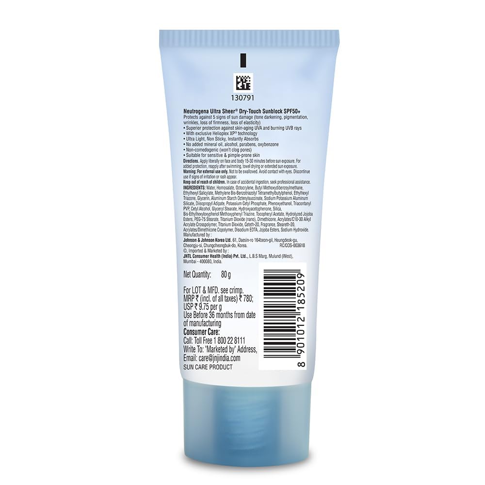 Neutrogena Ultrasheer SPF 50+ PA+++ Face Sunscreen With Helioplex For Ultralight Feel & Matte Finish
