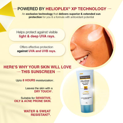 Neutrogena Ultrasheer SPF 50+ PA+++ Face Sunscreen With Helioplex For Ultralight Feel & Matte Finish