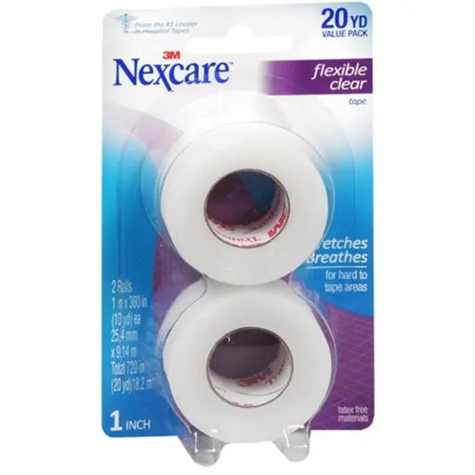 Nexcare Clear Flexible Tape 1 x 10 Yards Twin Pack