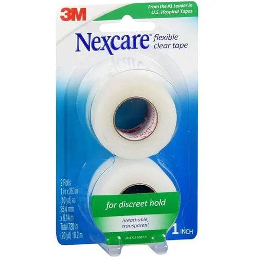 Nexcare Clear Flexible Tape 1 x 10 Yards Twin Pack