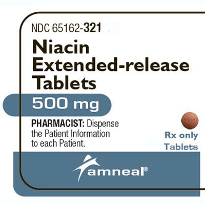 Niacin Extended-Release Tablets 500 mg by Amneal 90 Count (RX)