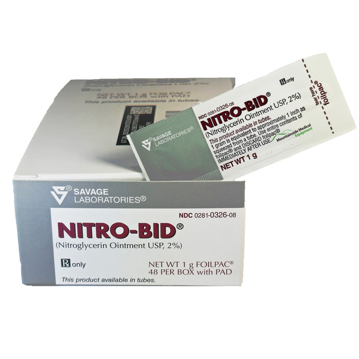 Nitro-Bid Nitroglycerin Ointment 2% Foil Packets 1 gram Size, 48/Box (Rx)