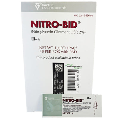 Nitro-Bid Nitroglycerin Ointment 2% Foil Packets 1 gram Size, 48/Box (Rx)