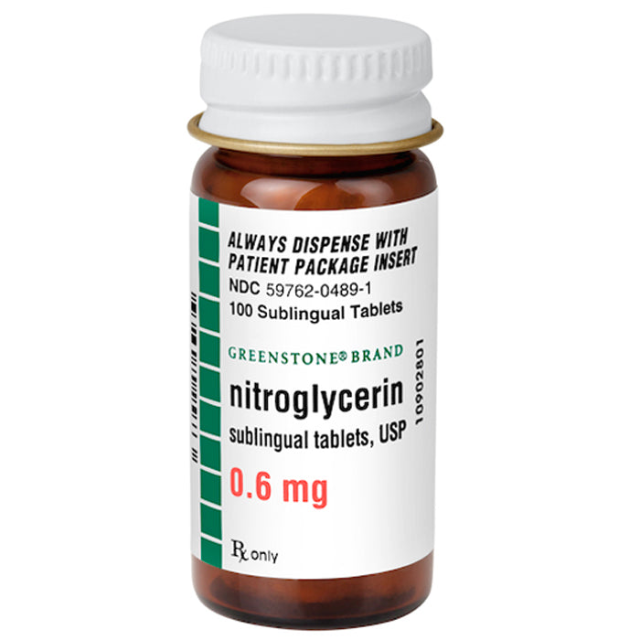 Nitroglycerin Sublingual Tablets 0.6 mg, 100 Count (Rx)