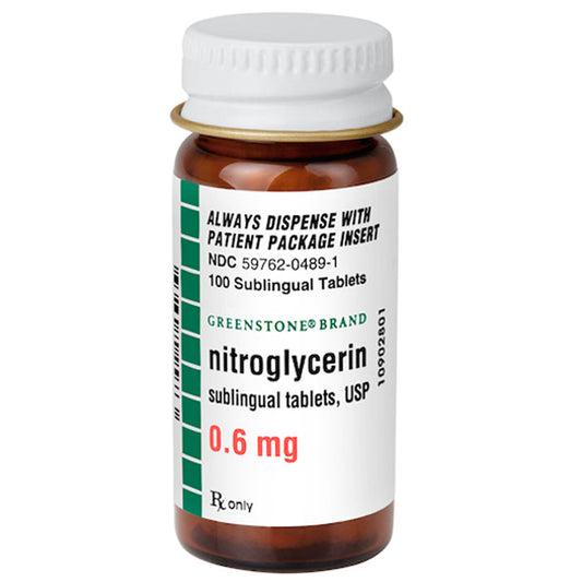 Nitroglycerin Sublingual Tablets 0.6 mg, 100 Count (Rx)