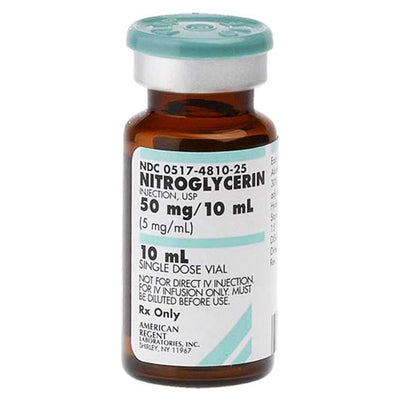 Nitroglycerin for Injection 5 mg/mL Single Dose Vials 10 mL, 25/Tray (Rx)