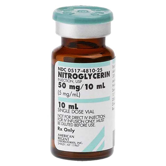 Nitroglycerin for Injection 5 mg/mL Single Dose Vials 10 mL, 25/Tray (Rx)