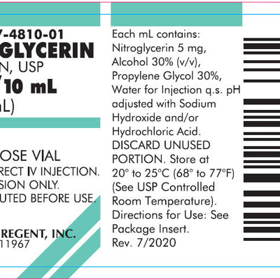 Nitroglycerin for Injection 5 mg/mL Single Dose Vials 10 mL, 25/Tray (Rx)