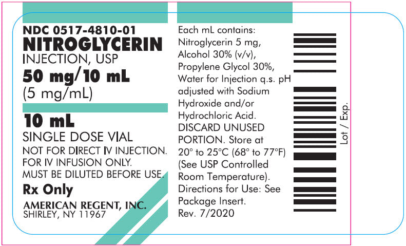 Nitroglycerin for Injection 5 mg/mL Single Dose Vials 10 mL, 25/Tray (Rx)