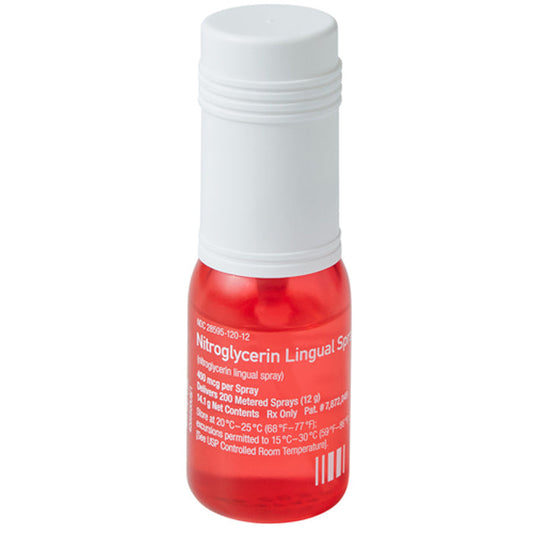 Nitrolingual Nitroglycerin Pump Spray 0.4 mg, 120 Metered Spray Bottle 12 gm (Rx)